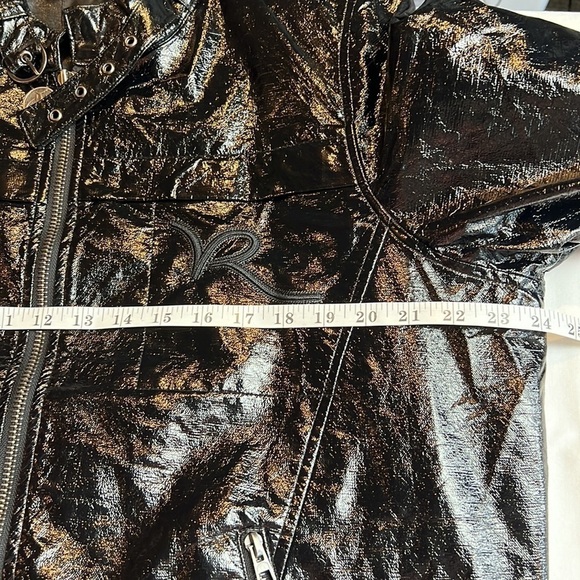 𝅺Rocawear Womens Faux leather Black shiny  1X Retro Vintage Y2K Jacket - Picture 11 of 12